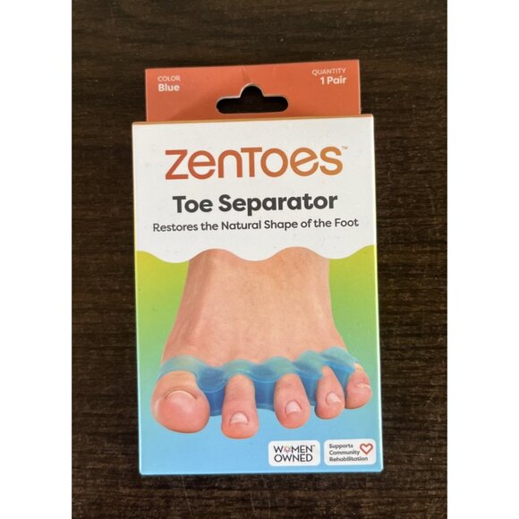 NIP ZenToes Gel Toe Separator Foot Pain Relief Alignment 1 Pair Blue - Picture 1 of 1